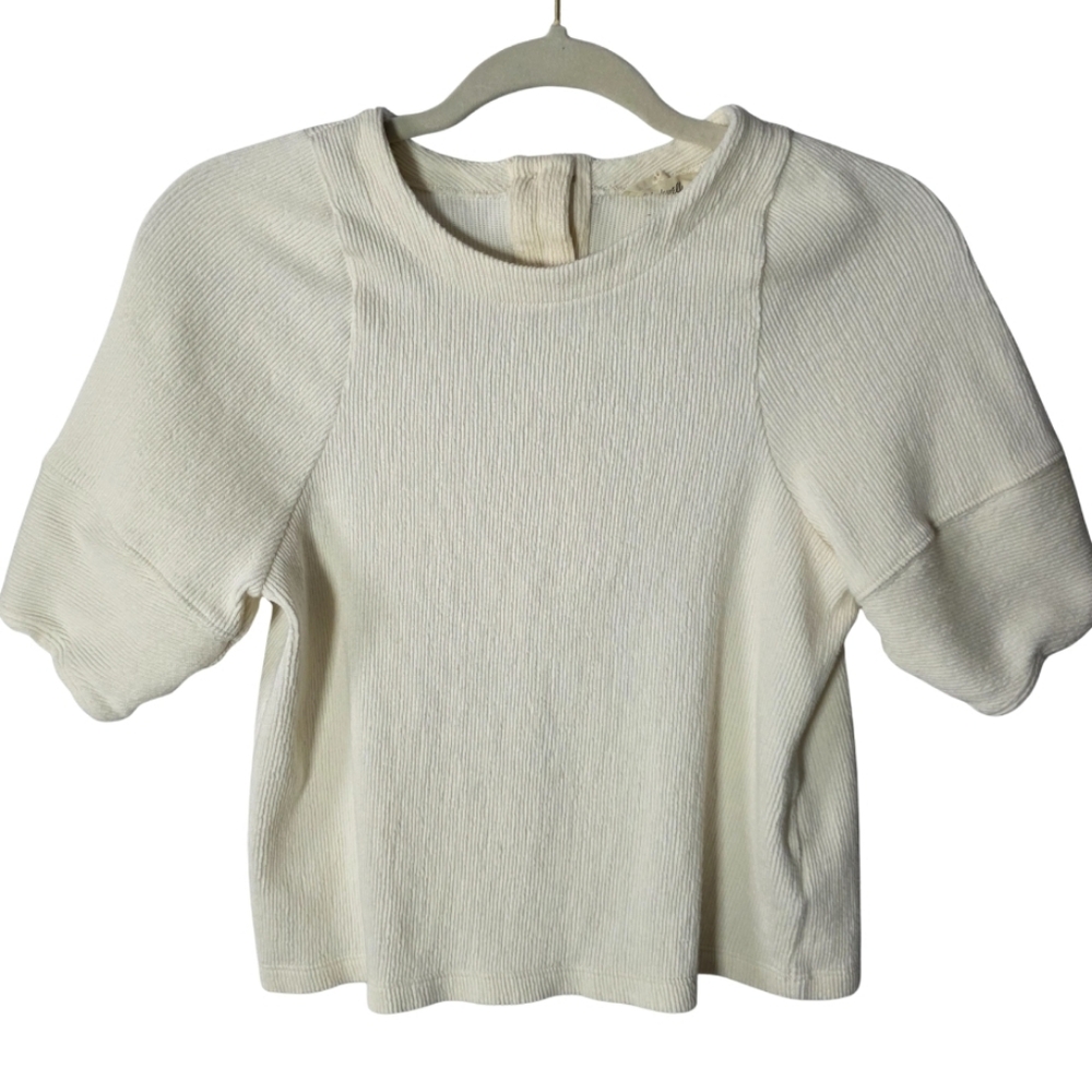 Madewell Ottoman Jacquard Button-Back Blouse – Vintage Parchment – Size XS